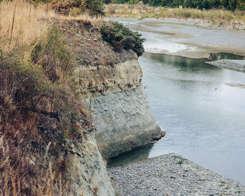 The soil profile of the south bank of the Awatere river.